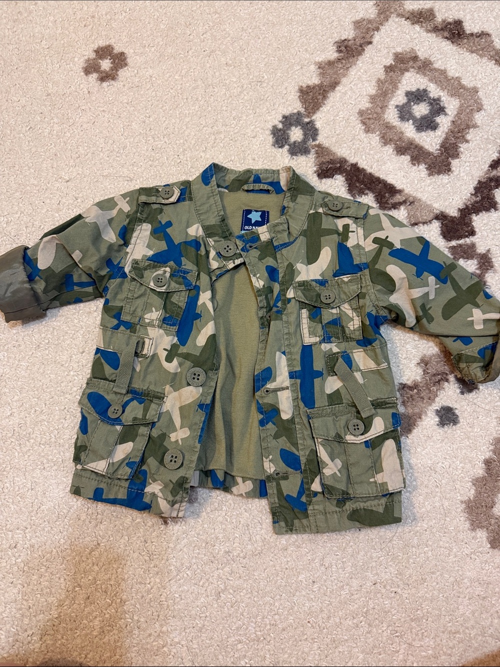 Old Navy Kids' Camouflage Plane Jacket - Green/Blue/Tan